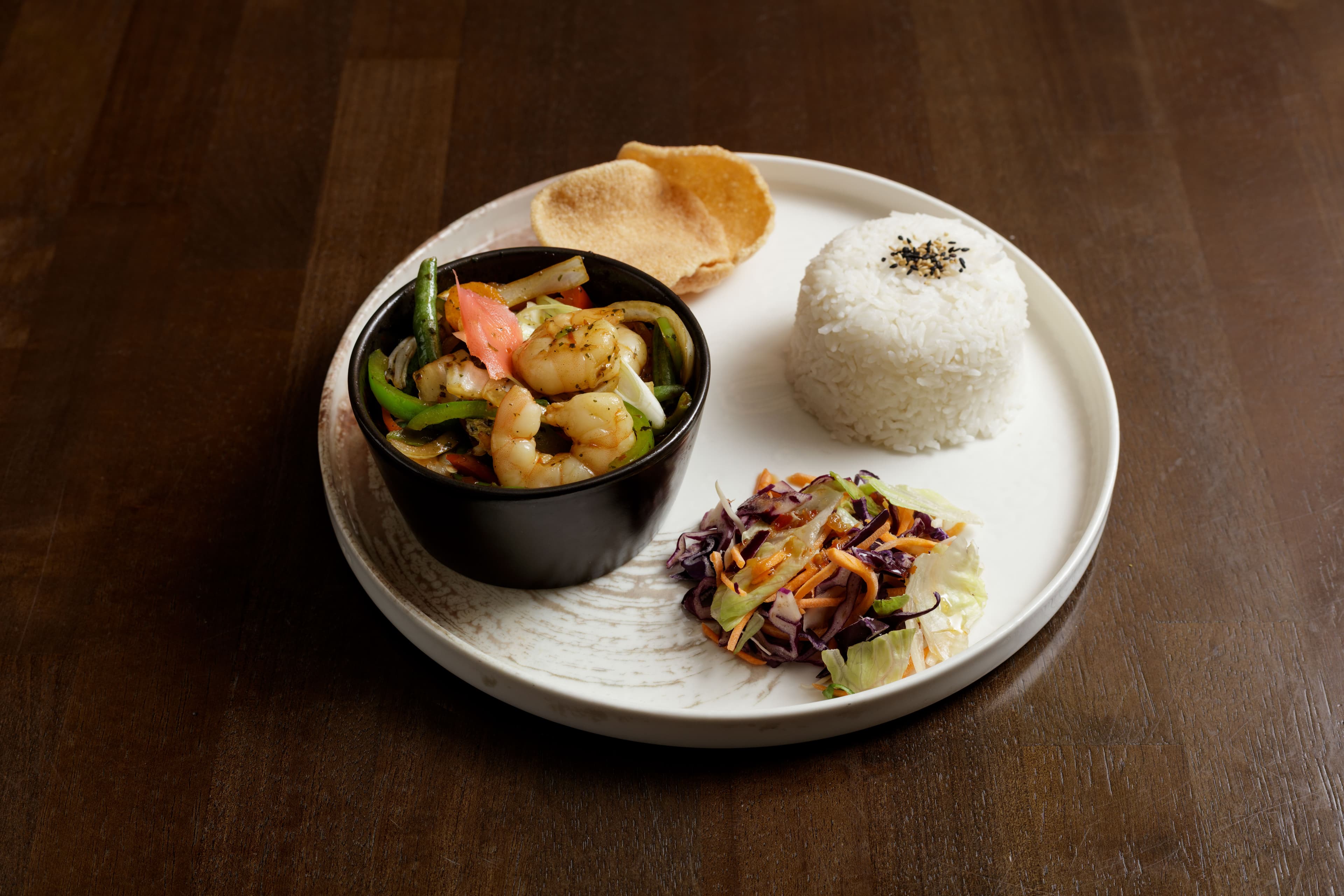 Phad krapow prawns